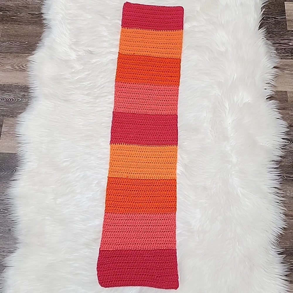 Cozy Handmade Multicolor Striped Crocheted Scarf Unisex - New